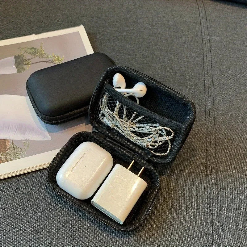 Stylish Eva Headphone Data Cable Storage Hard Drive Bag Simple Portable Charger Headphone Zipper Box